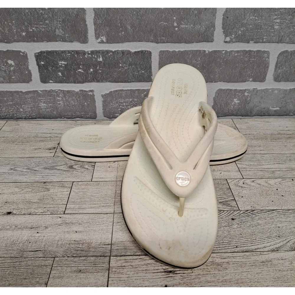 Crocs Crocband Flip Flops‎ Sandals Outdoor Women's White Size 9
